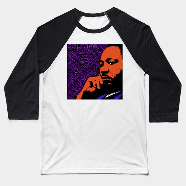 MLK 4 Baseball T-Shirt by truthtopower